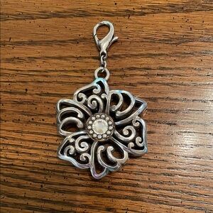 BRIGHTON CRYSTAL FLOWER SCROLL DESIGN PURSE CHARM